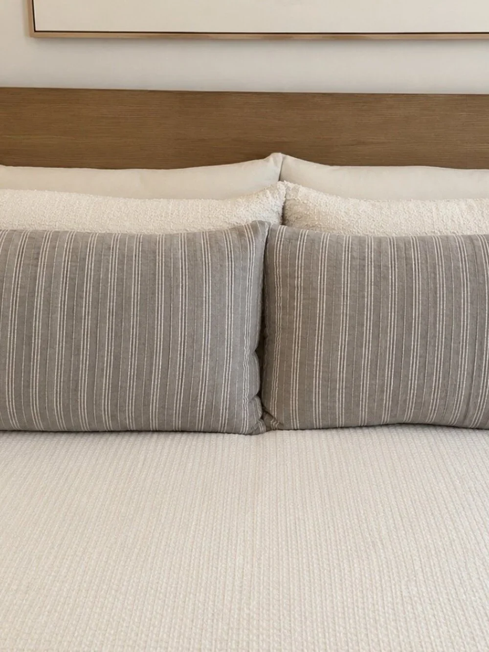 Pair of 2x Hearth & Hand w Magnolia One Textured Stripe King Pillow Sham Gray